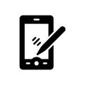 Black solid icon for Pda, phone and editing Royalty Free Stock Photo