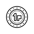 Black line icon for Penny, cash and coin