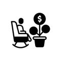 Black solid icon for Pension, superannuation and finance