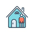 Color illustration icon for At, people and homes