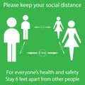 Icon people concept Social Distancing stay 6 feet apart from other people, the practices put in place to enforce social distancing Royalty Free Stock Photo