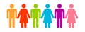 Icon people difference. Multicolored shapes of men and women. Vector illustration on white background