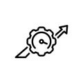 Black line icon for Performing, cogwheel and speedometer Royalty Free Stock Photo