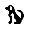 Black solid icon for Pet, tame and dog