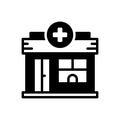 Black solid icon for Pharmacies, dispensary and drugstore