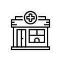 Black line icon for Pharmacies, dispensary and chemist