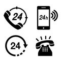 Icon Phone 24 hours Operator Service Simple Telephone Communication Vector illustration Royalty Free Stock Photo
