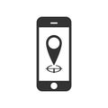 Icon a phone icon with a location marker. Navigation, a map application with location determination and route planning