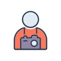 Color illustration icon for Photographer, camera and people Royalty Free Stock Photo