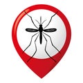 Icon pictogram, Location pin Aedes Aegypti mosquitoes stilt