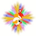 The icon picture a cockerel in cap symbol Christmas rooster chicken. with feathers. to spend for design, the press, t Royalty Free Stock Photo