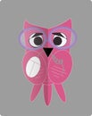 Icon, pink owls, the computer mouse holds in beak