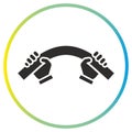 icon of pipe bend in hands, tube bending, flat symbol