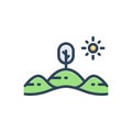 Color illustration icon for Plains, grassland and hill