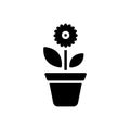 Black solid icon for Plant, foliage and greenstuff Royalty Free Stock Photo