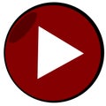 A icon play color dark red with shadow shadow Royalty Free Stock Photo
