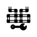 Black solid icon for Plumbing, pipeline and wrench