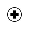 Icon plus outline black white in circle, for app button vector Royalty Free Stock Photo