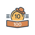 Color illustration icon for Points, score and rank