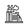 Black line icon for Pollution, pollutant and factory Royalty Free Stock Photo