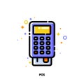 Icon of pos terminal or bank card reader for shopping and retail concept. Flat filled outline style. Pixel perfect 64x64 Royalty Free Stock Photo