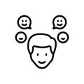 Black line icon for Positivity, negative and feedback