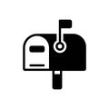 Black solid icon for Postage, mailbox and letterbox