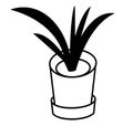 Icon of a potted home plant in black and white.