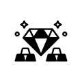 Black solid icon for Precious, valuable and diamond