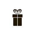 Icon present, surprise black gift box, birthday celebration, special give away package, loyalty program reward, wonder gift with a