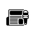Black solid icon for Press, journalist and newspaper Royalty Free Stock Photo