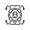 Black line icon for Privacy, phone and secured Royalty Free Stock Photo