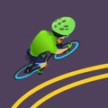 Icon of a professional cyclist wearing a green jersey