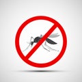 Icon prohibitory sign with a mosquito. Stock illustration