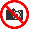 The icon that prohibits taking photos. Vector illustration.