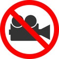 The icon that prohibits video recording. Vector illustration.