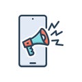 Color illustration icon for Promoting, megaphone and speaker