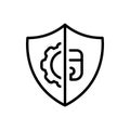 Black line icon for Protect, defend and security Royalty Free Stock Photo