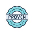 Color illustration icon for Proven, approve and certificate