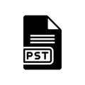 Black solid icon for Pst, file and document Royalty Free Stock Photo