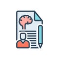 Color illustration icon for Psychologist, psych and brain