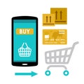 Icon purchases in the online store. Internet market. Web pay