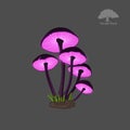 Icon of purple fantasy mushroom. Game asset. Magic sprite object. Alchemy item. GUI elements