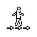 Black line icon for Pursue, move and after Royalty Free Stock Photo
