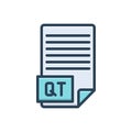 Color illustration icon for Qt, abbreviation and company