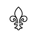 Black line icon for Quebec, fleur and royal