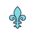 Color illustration icon for Quebec, fleur and royal