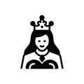 Black solid icon for Queen, highness and crown