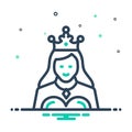 Mix icon for Queen, highness and crown Royalty Free Stock Photo