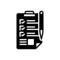 Black solid icon for Questionnaire, interrogatory and form Royalty Free Stock Photo